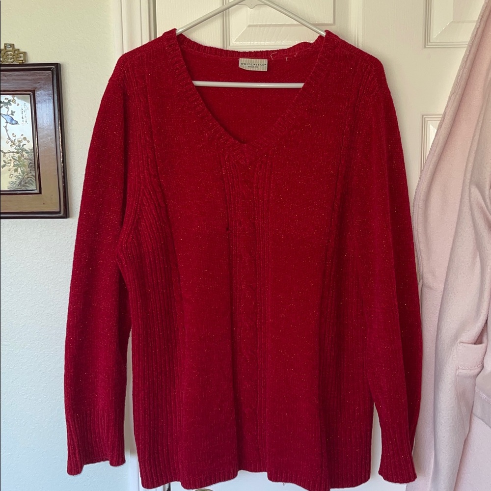 Women's Red V-Neck Sweater